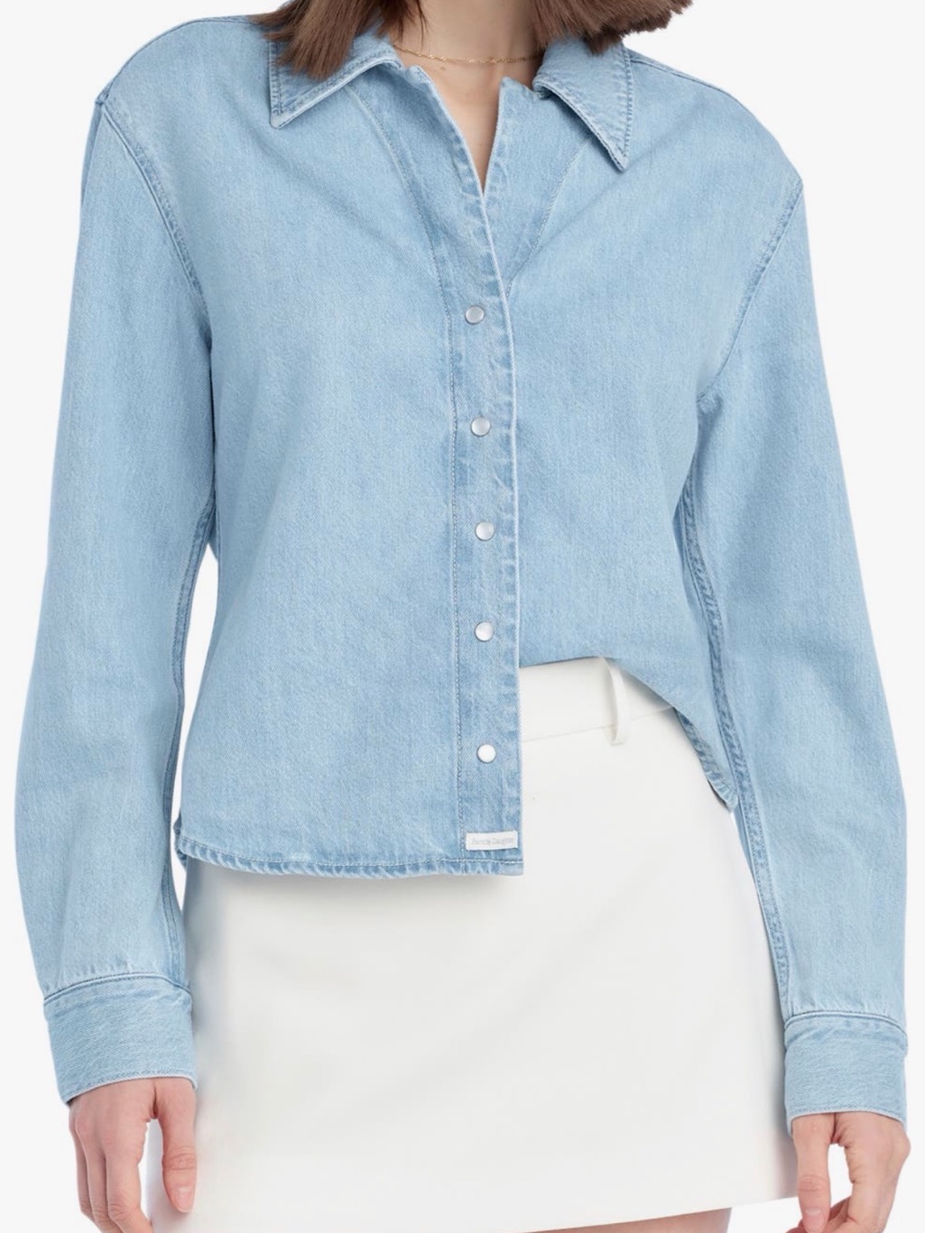 Favorite Daughter Light Blue Denim Snap Front Top “The Ace” Nwt